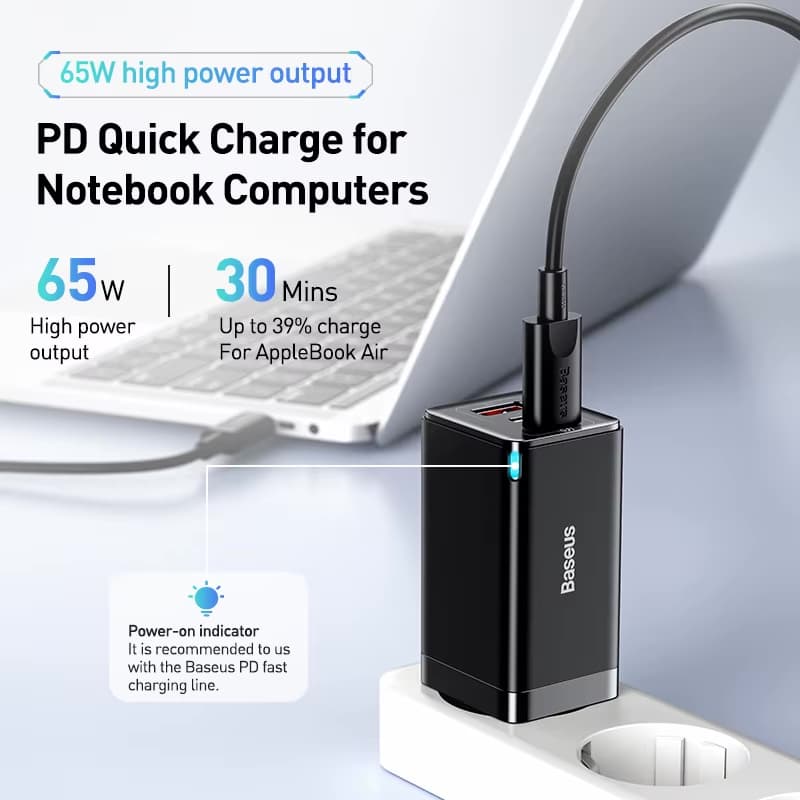 Carregador Baseus 65 W USB-C PD